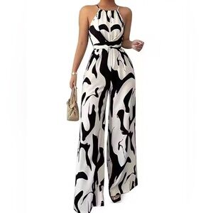 Stylish Black and White Jumpsuit NWOT